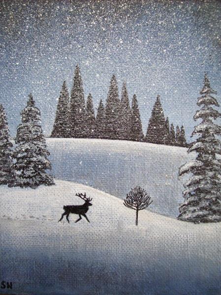 Snowscape With Deer
