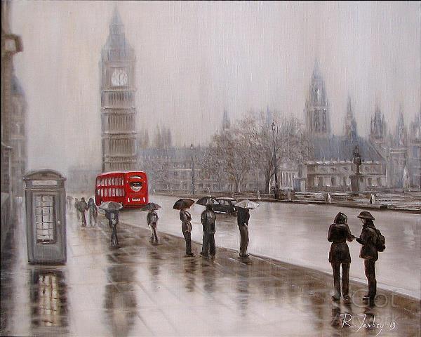 2013 50x40 Rainy London Oil Canvas