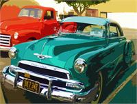 Classic Chevy In Park As Framed Poster