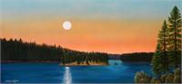 Moonrise Over The Lake As Framed Poster