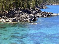Pines Boulders And Crystal Waters Of Lake Tahoe As Framed Poster