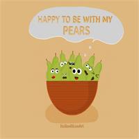 Happy With Pears As Greeting Card