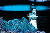 Midnight Blue Lighthouse As Framed Poster