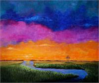 Sunset Over The Marsh As Framed Poster