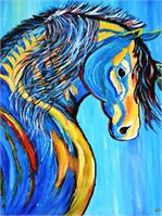 Blue Horse Indian As Framed Poster