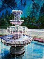 Water Fountain Acrylic Painting As Framed Poster