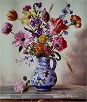 Flowers In Country Jug As Framed Poster