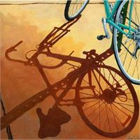 Aqua Angle - Bicycle Morning Shadows As Framed Poster