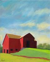 Red Barn - Contemporary Landscape As Framed Poster