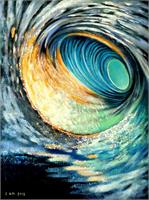 Ice Line Blue Water Spiral Wave Motion In Space As Framed Poster
