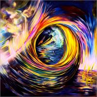 The Final Wave Lines Of Colors In Circular Spiral Motion As Framed Poster