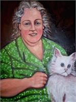 Joann With White Cat