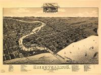 Aerial View Of Sheboygan, Wisconsin (1885) As Framed Poster