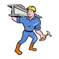 Construction Worker Ibeam Hammer As Framed Poster