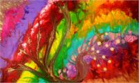 Colorful Abstract Painting Rainbow Colors As Framed Poster