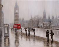 2013 50x40 Rainy London Oil Canvas As Calendar