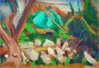 Triangular Structure Of Colour (Lemba Cyprus, Plein Air Painting) As Greeting Card