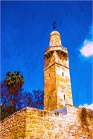 Minaret In The Old City Of Jerusalem As Framed Poster