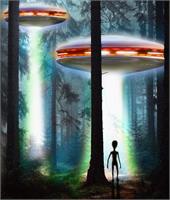 UFO Alien Forest As Framed Poster