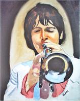 Paul McCartney On Trumpet As Framed Poster