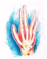 Mike S Hand Picture April 2014 Red Yellow Blue