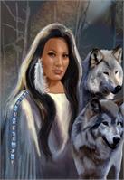 Native American Maiden With Wolves As Framed Poster