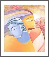 Radha Krishna Copy Oil On Canvas As Greeting Card