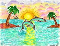 Tropical Dolphins In Paradise As Framed Poster
