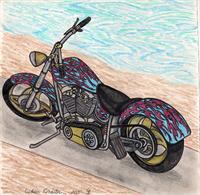 The Custom Roadster Motorcycle Original Drawing As Framed Poster