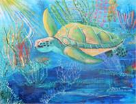 Sea Turtle Swim As Framed Poster