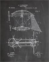 Steampunk Airship Patent Chalk As Framed Poster