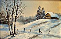 Winter Evening In The Countryside As Greeting Card