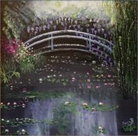 Monet Style Water Lilies With Bridge As Framed Poster