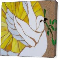Stain Glass Peace Dove On Stone As Canvas