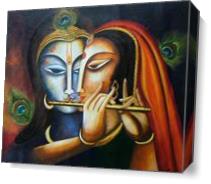 Divine Companions- Krishna And Radha As Canvas