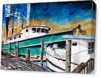 Shrimp Boats Painting As Canvas