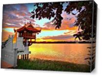 Shrine On The Lake. As Canvas