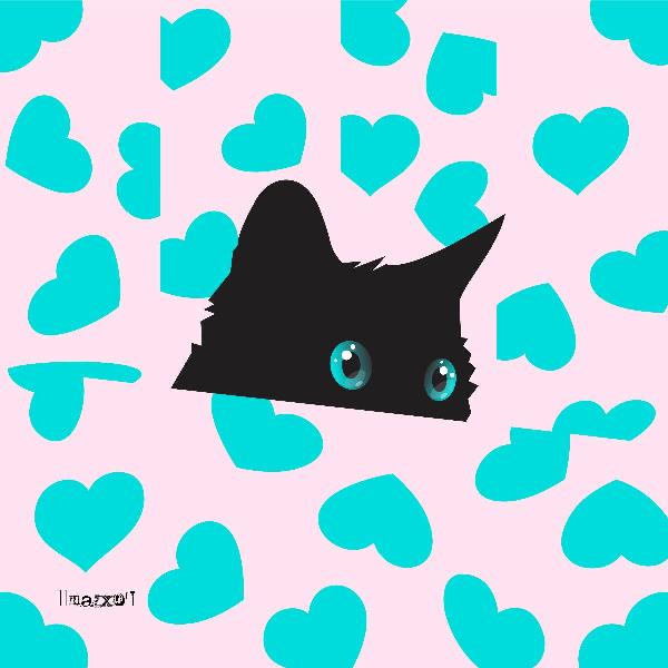Kitty On Blanket With Hearts