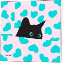 Kitty On Blanket With Hearts - Standard Wrap