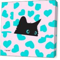 Kitty On Blanket With Hearts - Gallery Wrap Plus