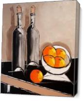 Bottles F Wine And Oranges As Canvas