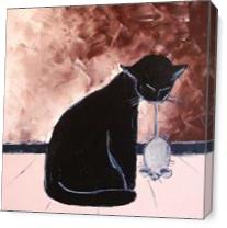 Black Cat With Mouse As Canvas