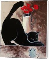 Black Cat With Mouse And Poppies - Standard Wrap