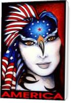 America Portrait of A Woman with Big White Face and Flag Over Head - Standard Wrap