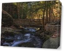 Old Wooden Bridge Over Pond Run Creek As Canvas