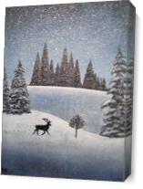 Snowscape With Deer As Canvas