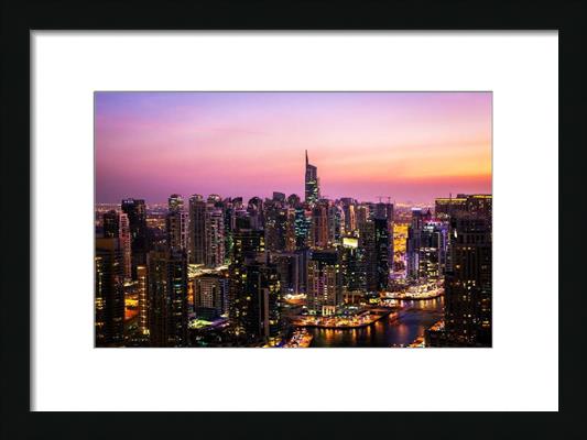 Skyline Jumeirah Lake Towers, Dubai, United Arab Emirates At Dusk