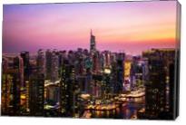 Skyline Jumeirah Lake Towers, Dubai, United Arab Emirates At Dusk - Gallery Wrap