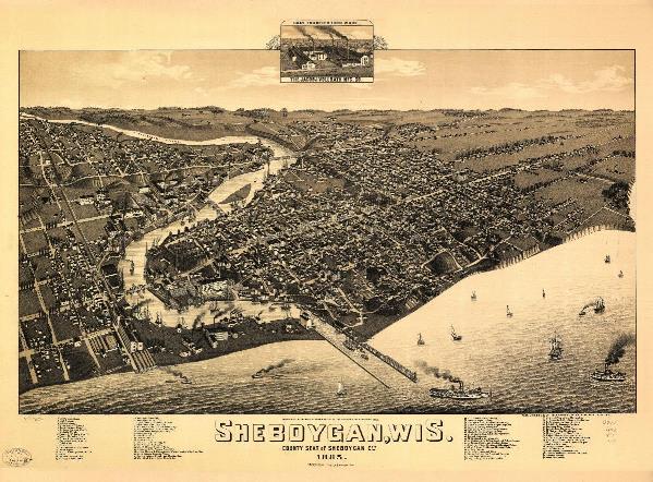 Aerial View Of Sheboygan, Wisconsin (1885)