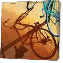 Aqua Angle - Bicycle Morning Shadows As Canvas